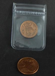 Sachet transparent de 3.5 x 5 cm de numismatique pour monnaies de collection