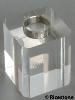 3c) Socle de prestige 5x5x6cm - colonne acrylique avec chanfrein pour présentation de collection.