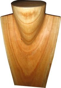 5a) Buste Déco-Vitrine Bois 25cm, col en V, artisanal.