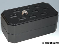 Plateau similicuir noir superposable et embotable pour 10x bagues