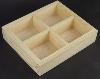 2) Plateau fabriqué artisanalement en bois naturel 16x19x4cm, 4 casiers.