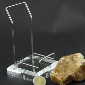 3ia) Chevalet métal chromé 14 cm - présentoir de grands minéraux.