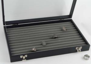 Coffret  rouleaux pour bagues feutrine grise