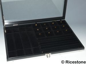 6c) Coffret luxe vitré pour multi-bijoux, 26x36 cm. 