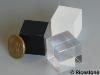 1aaa) Cube présentoir, support verre acrylique 2x2x2 cm, socle figurine.