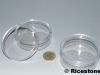 4a) 12x Boites Plastique ronde transparente Ø70 x 30  mm.