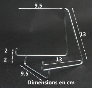 Les dimensions du chevalet métallique chromés PLA-DE-9/12 pour présentation de minéraux
