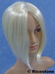 Perruque mi-longue synthétique <BR>Blond platine.