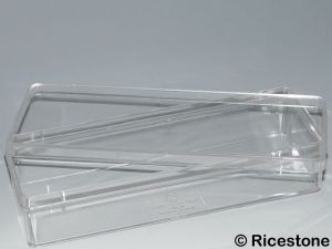 4a) Boite Plastique transparente 19 x 7cm, Sans compartiment.
