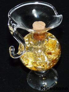 9e) Bouteille de feuilles d'or, Hauteur 5 cm