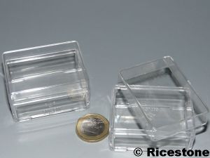 6b) Lot de 12x Boites Plastique transparente 38x54x39 mm. 