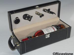 1a) Coffret cadeau sellier, 1 bouteille. Mallette sommelier.