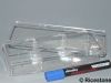 4c) Boite Plastique transparente 19 x 7cm, 3 compartiments.