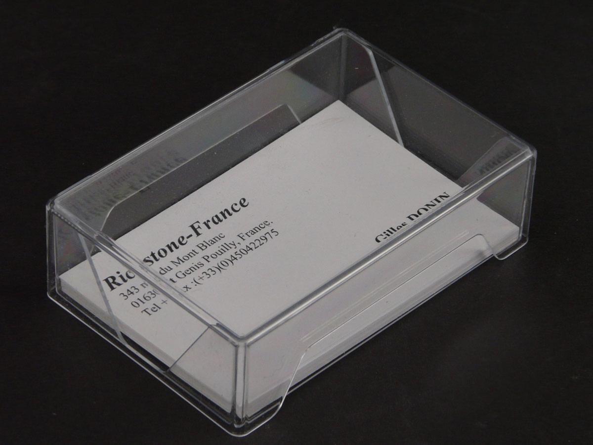 VBO95 Boîte de rangement pour cartes de visite avec couvercle en verre acrylique transparent 