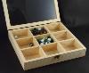 3a) Coffret fabriqué artisanalement bois naturel 25x28x6cm, 9 casiers.