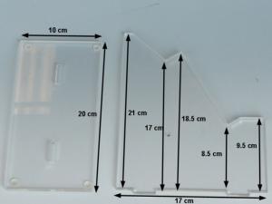 Dimensions des pièces du présentoir acrylique modulable pour lame