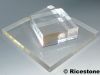 9d) Plaque acrylique, présentoir transparent 20x20x4 cm