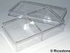7b) Boite Plastique transparente 23x13.2cm, 2 compartiments.