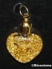 9g) Pendentif forme de Coeur avec feuilles d'or. Hauteur 3,5 cm