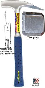 4a) Marteau Estwing 925g, E3-239S de couvreur manche vinyle.