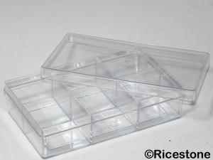 5a) Boite Plastique transparente 18.2 x 11cm, 6 compartiments.