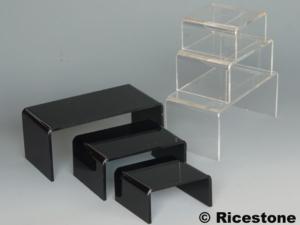 2aa) Escalier de vitrine: 3x pontets acrylique robuste.