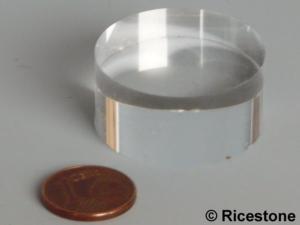 0bc) Socle acrylique Ø25x10mm, présentoir pour minéraux de collection