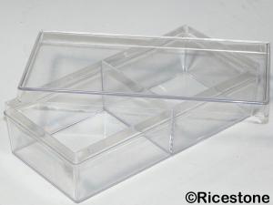 6b) Boite Plastique transparente, 21 x 10.2cm, 2 compartiments 
