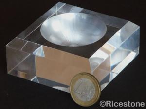 93e) Support acrylique pour boule et œuf, 7x7 cm anneau de Ø 4.5 cm