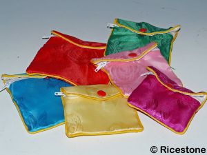 6a) 10x Pochettes en tissus a motifs chinois : 7x6 cm