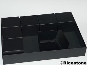 5a) Flat carton 27x39x6 cm <B>AVEC</B> boites pour minéraux