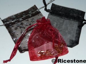 1b) 10x Pochettes cadeau, bourse Organza,  7 x 9 cm