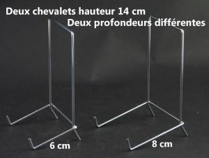 Les deux profondeurs du chevalet mtallique de 14 cm de haut