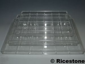 4a) Coffret acrylique 27x18cm<BR>24 compartiments.