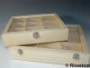 1a) Coffret bois naturel<BR>24x28x6cm, 9 compartiments