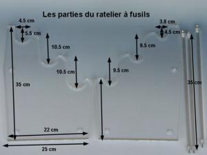 Dimensions des pices du prsentoir pour sabre