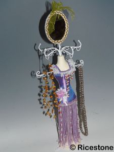 1g) Poupée porte bijoux, présentoir, mannequin de collier. Tête miroir
