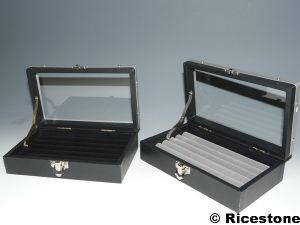 3) Coffret luxe bagues vitré 10x18 cm (à rouleaux).