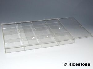 3a) Coffret de rangement acrylique 24x35 cm, 12 compartiments.