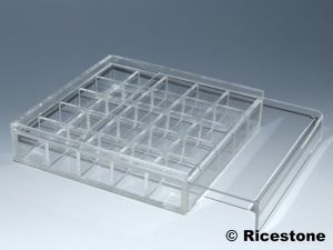 1a) Coffret acrylique 15 x15 cm<BR>25 compartiments.