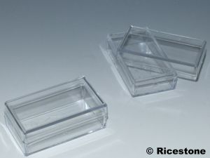 6a) Lot de 12x Boites Plastique transparente 60x34x22 mm, PA5 ou P19
