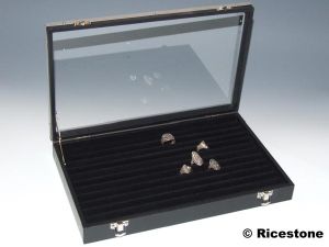 5c) Ecrin 21x33 cm pour bijoux - Coffret avec sillon pour bagues.