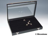 Coffret noir vitr pour bagues