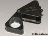 1ha) Loupe Triplet 20x18mm triangulaire, pliable pour bijoutier.