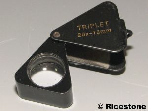 Loupe de bijoutier pliable, Matériel de gemmologie, Triplet