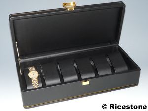 8a) Coffret luxe pour 6 montres 13x29 cm.