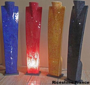 5d) Buste Déco-Vitrine, lumineux<BR>Résine-Mosaique, 80cm, col en V.