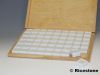 7a) Coffret bois verni 54x boites dessus verre 3x3