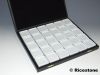 2b) Coffret 30x boîtes de gemmologie 4x4cm, couvercle à charnière.