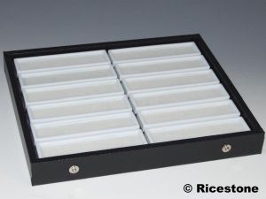 6) Coffret pierres taillées - boîtes longue dessus verre 